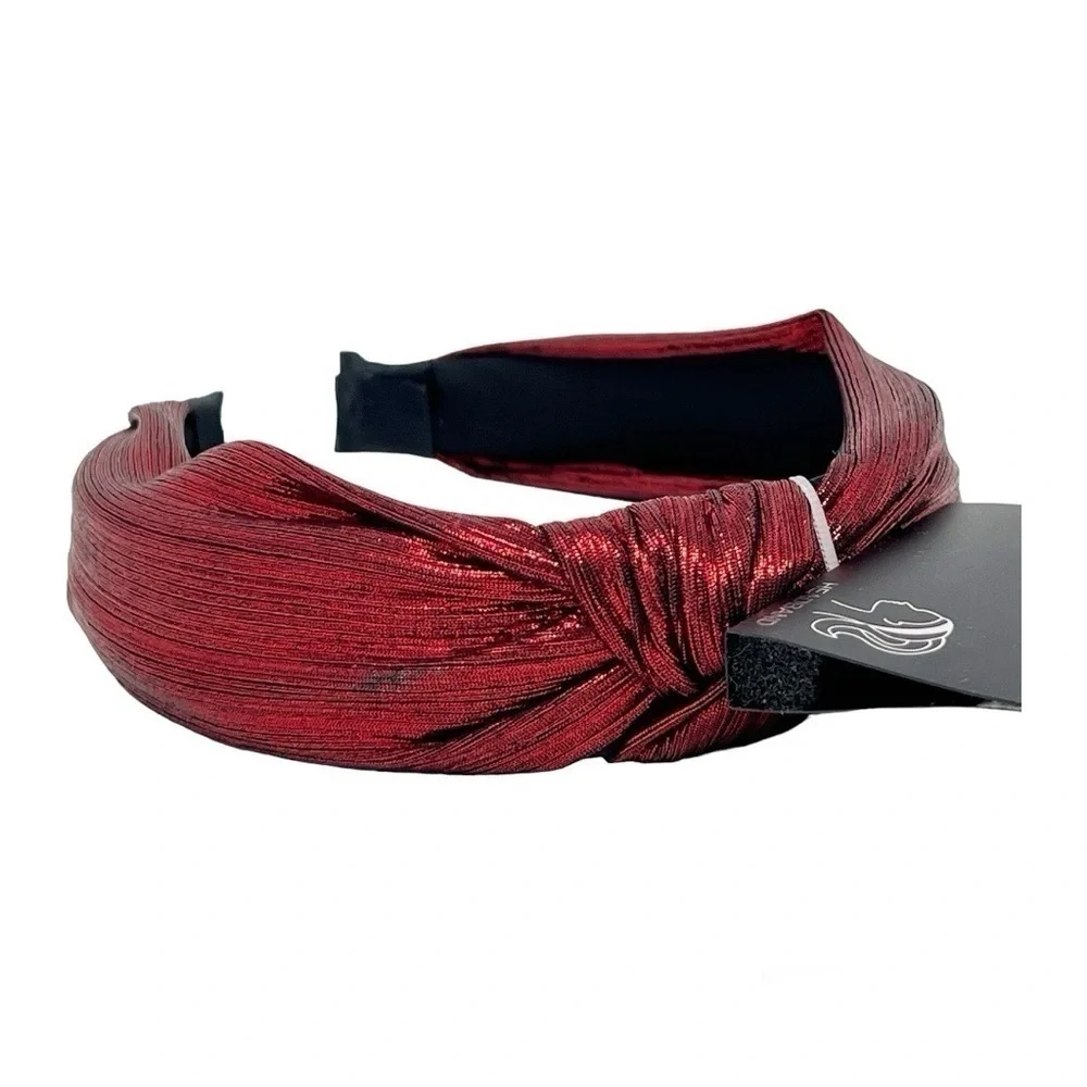 INC International Concepts Red Shiny Fabric Knotted Headband